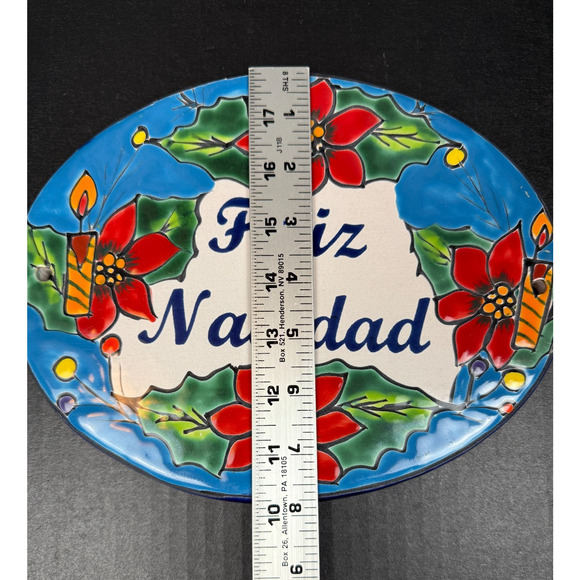 Mexican Wall Tile Plaque Feliz Navidad (Merry Christmas) 9"x8" - Picture 10 of 11